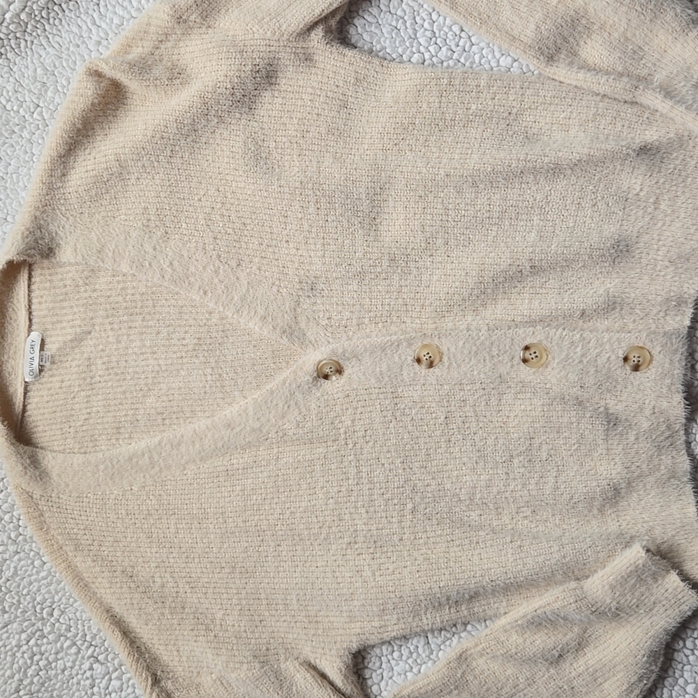 Olivia Grey Light Brown Cardigan